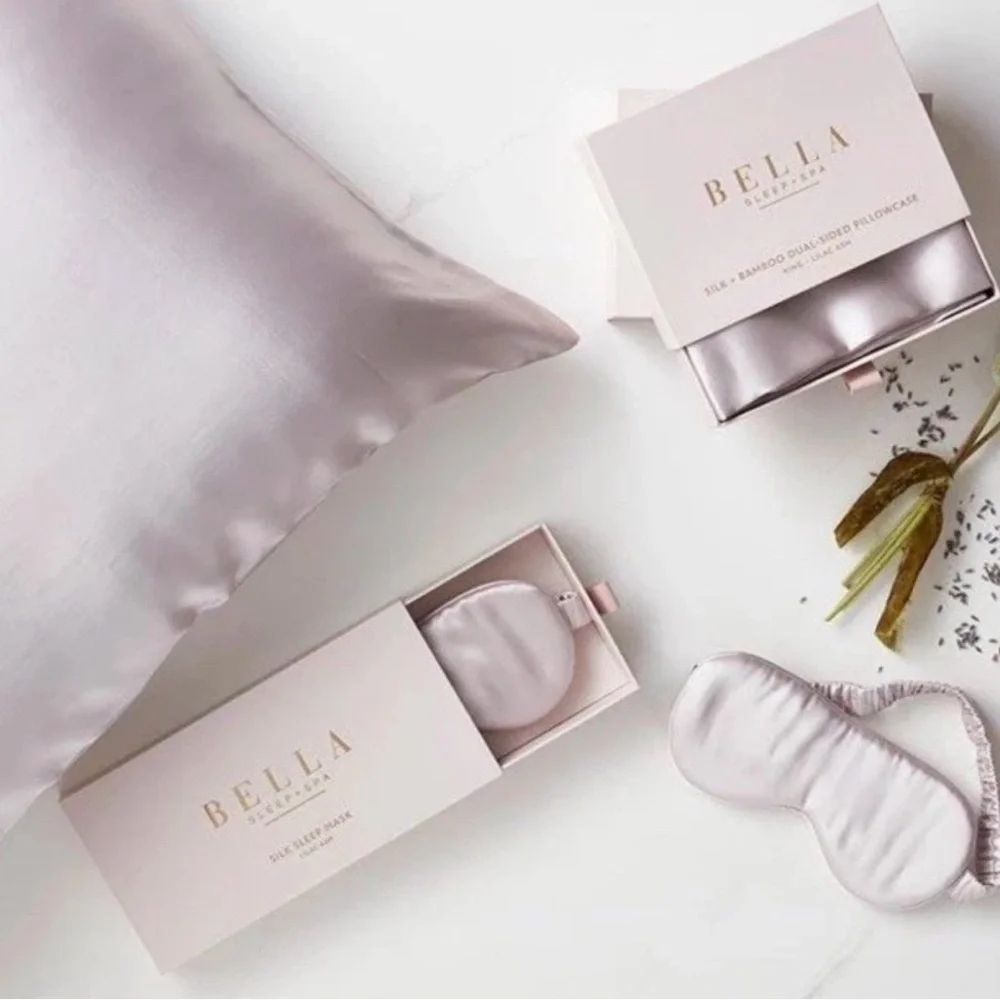 🆕 Bella Sleep + Spa Silk + Bamboo Dual-Sided Pillowcase King Lilac-Ash NIB
